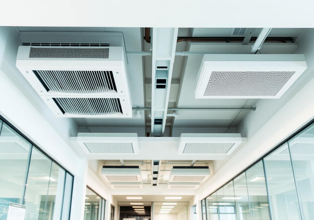 Commercial ceiling cassette air conditioning installation